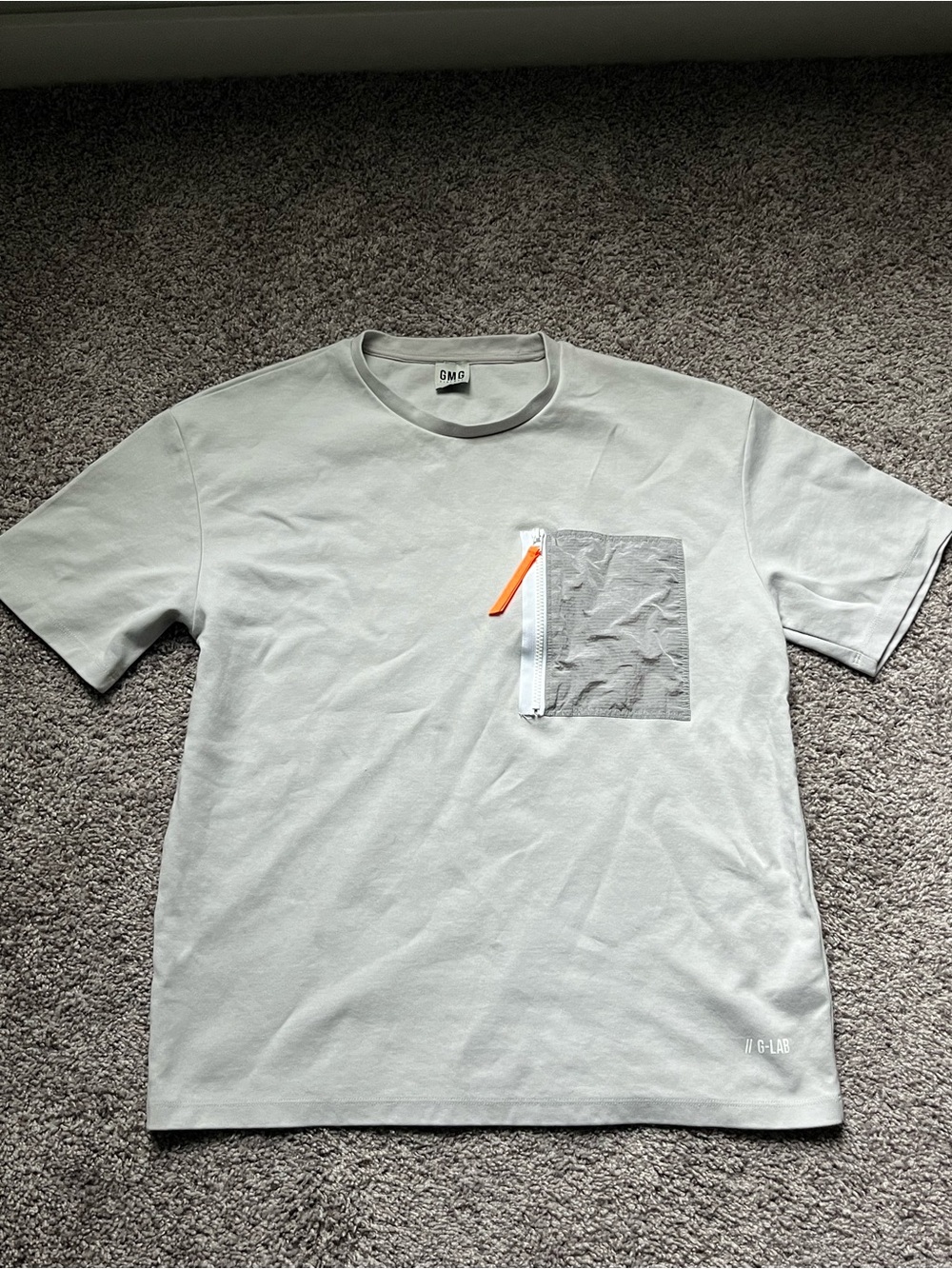 G-Star Light Gray Short Sleeve Pocket Tee with Zip Detail